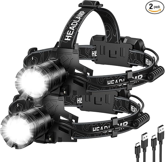 Kmivo 2-Pack Rechargeable LED Headlamps by Kmivo