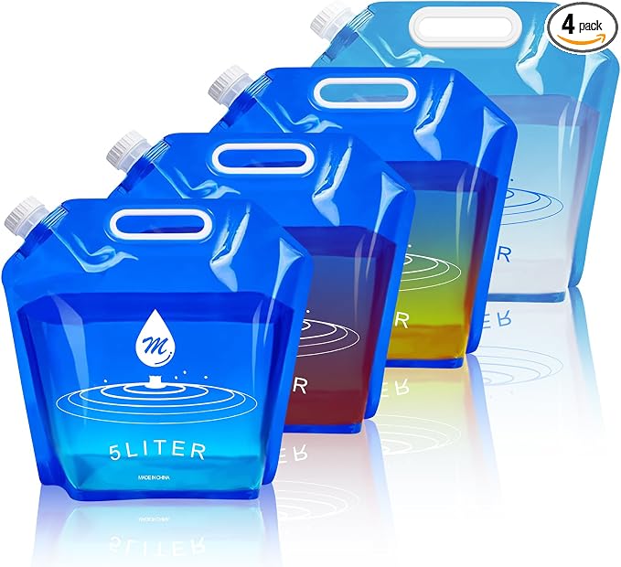SOCATER Water Container Bags, 4 Packs BPA Free No-Leak Foldable Plastic 1.3 by SOCATER