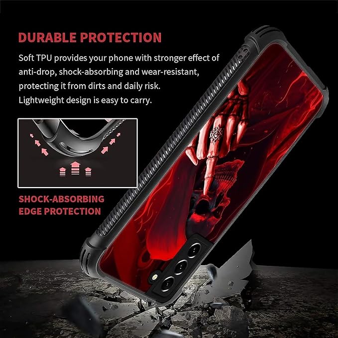 for Samsung Galaxy S21 Plus Case, Gestures Funny Skull Pattern Graphic Design - Image 2