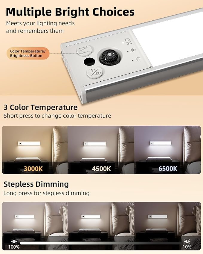 EZVALO 14.5inch Under Cabinet Lighting, Rechargeable Motion Sensor Light Indoor - Image 6