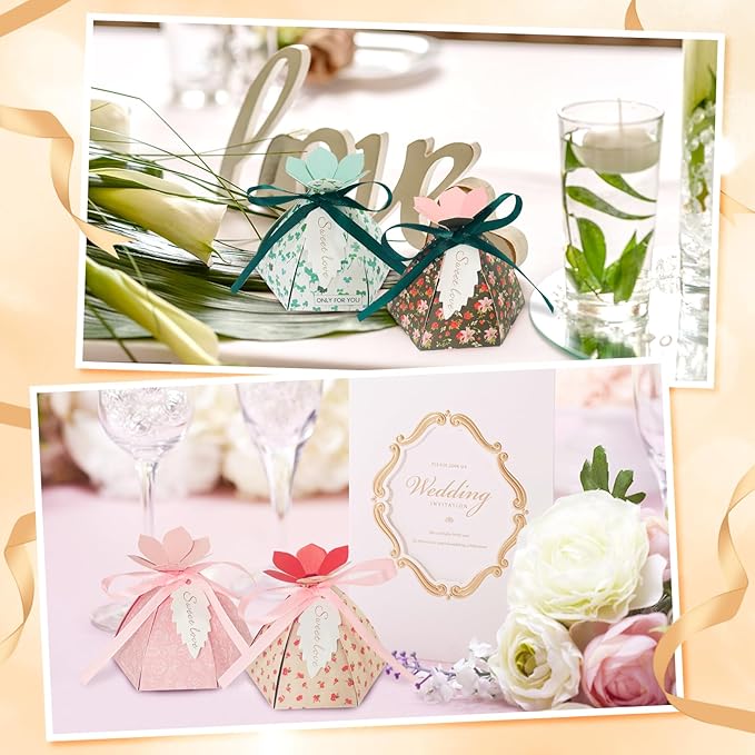48Pcs Party Favor Candy Box, Petal Shaped Gift Candy Box - Image 6