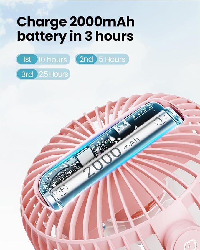 Gaiatop Portable Clip on Fan Battery Operated, Small Powerful 3 Speed Quiet - Image 4