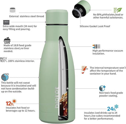BJPKPK 12oz Water Bottles Stainless Steel Double Wall Vacuum Insulated Small - Image 3