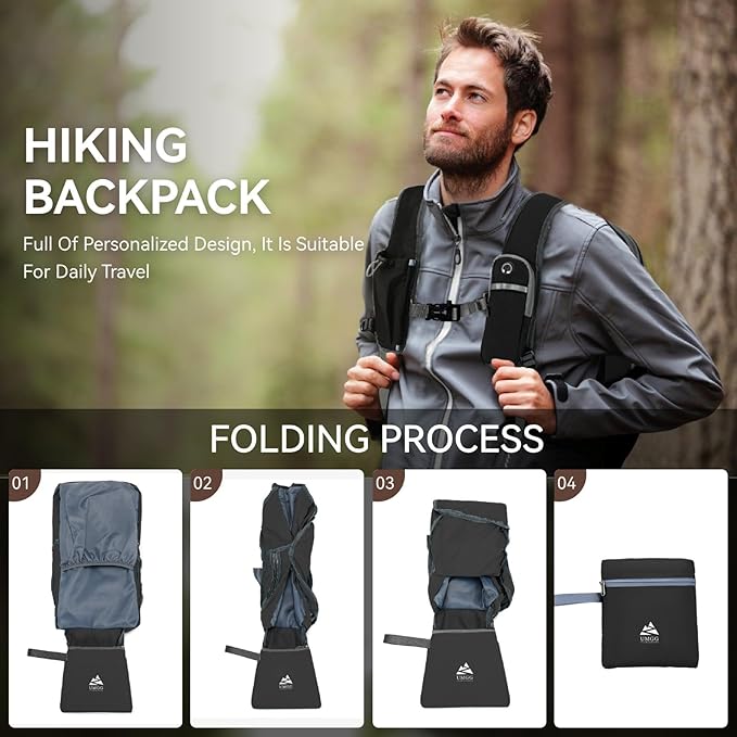 15L Small Hiking Backpack for Men Women Lightweight Packable Backpack Foldable - Image 6