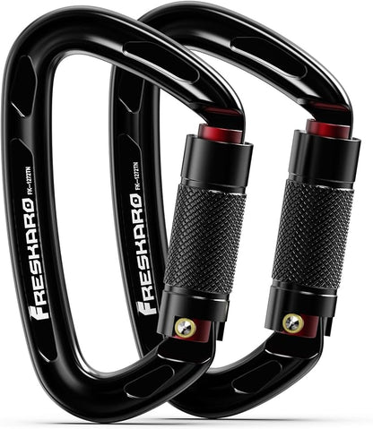 FresKaro UIAA Certified 25KN Auto Locking Climbing Carabiner Clips, Twist Lock by FresKaro
