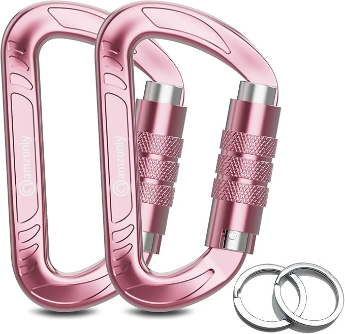 3inch Auto Locking Carabiner Clips Heavy Duty, 12KN /2697lbs Lightweight by AMZONLYLORSUM