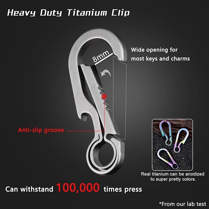 PJYTAC Key Chain Clip Titanium Carabiner Keychain Quick Release Carabiner - Image 8
