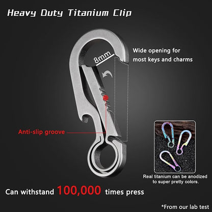 PJYTAC Key Chain Clip Titanium Carabiner Keychain Quick Release Carabiner - Image 8