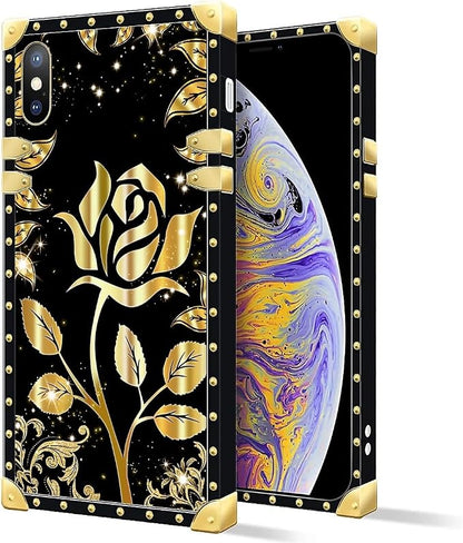 Compatible with iPhone XR Case, Shine Gold Rose Luxury Golden Decoration - Image 2