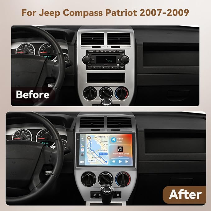 Android 15 Car Stereo for Jeep Compass Patriot 2006 2007 2008 2009, Hikity 10'' - Image 2