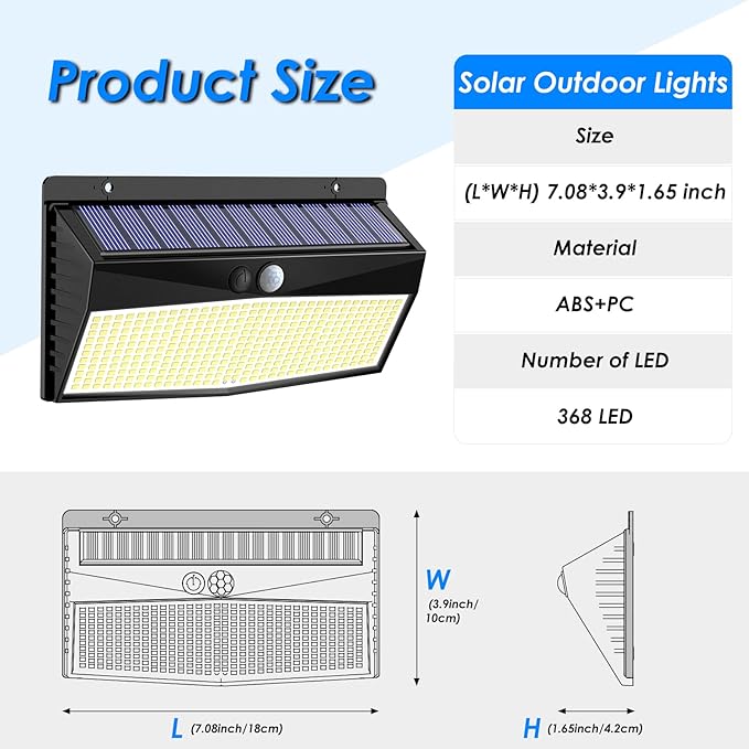 5 Pack 368 LED Solar Lights Outdoor Motion Sensor, Solar Fence Light - Image 7