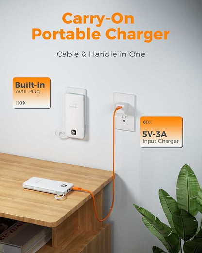 Portable Charger with Built in Cables, TESSAN 10000mAh Power Bank Fast Charging - Image 3