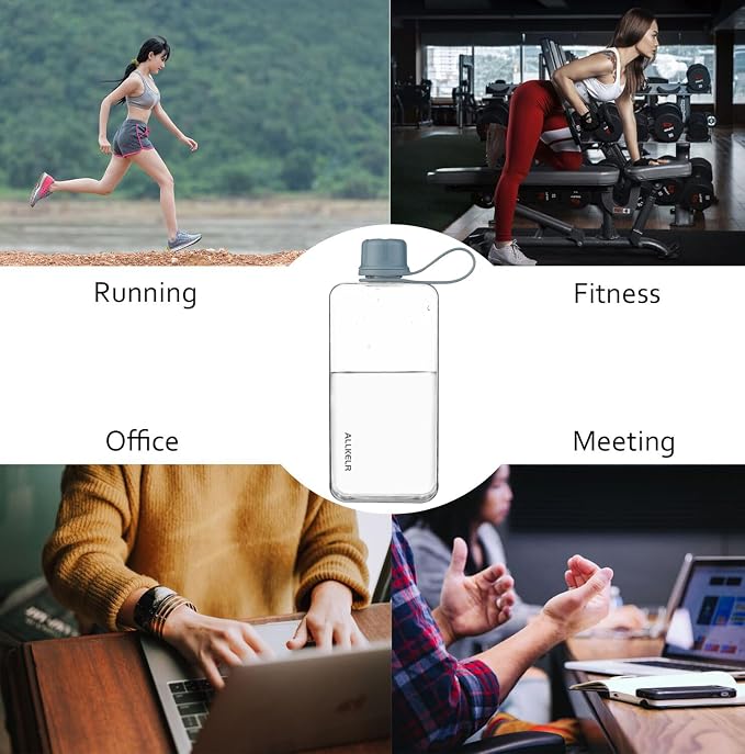 Portable Flat Water Bottle, BPA Free Reusable Tritan Plastic Travel Water - Image 5
