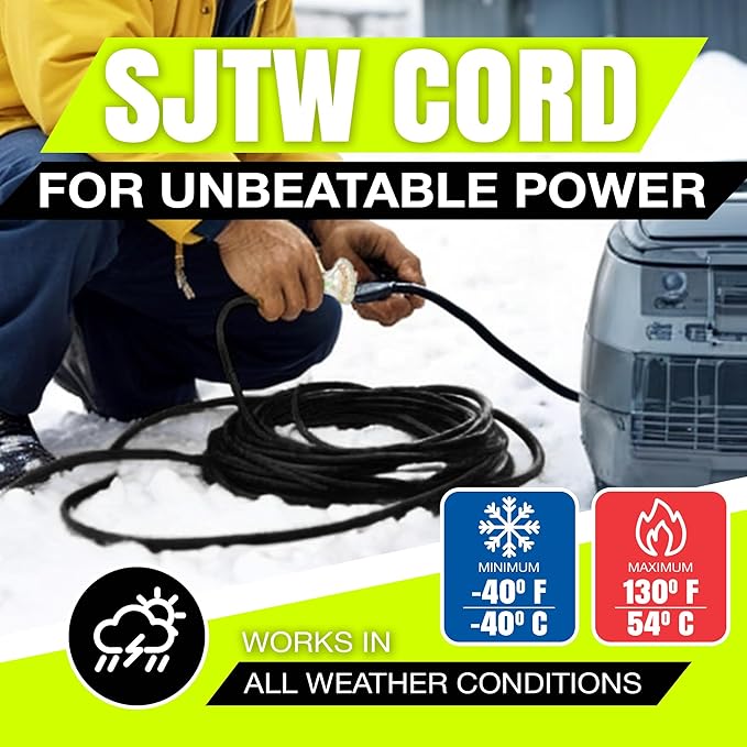 3ft Outdoor/Indoor Extension Cord 3-Outlet 12/3 Gauge Extra Heavy Duty 3 Prong - Image 8