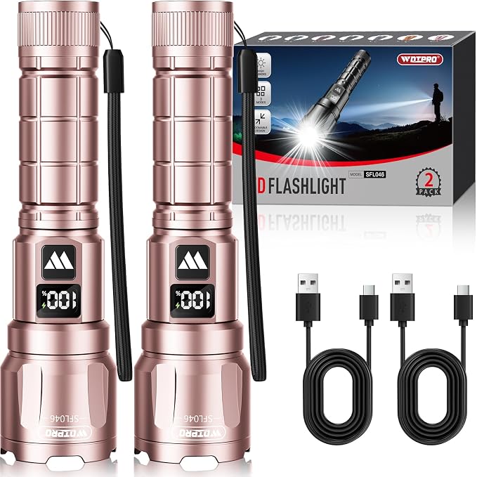 WdtPro LED Rechargeable Flashlight 2 Pack, Super Bright Zoomable 6000 Lumens - Image 8