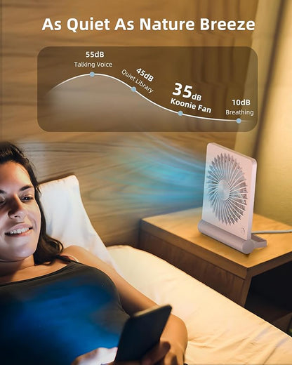 Koonie USB Fan, Strong Wind Ultra Quiet Small Desk Fan 220° Tilt Folding 3 - Image 5