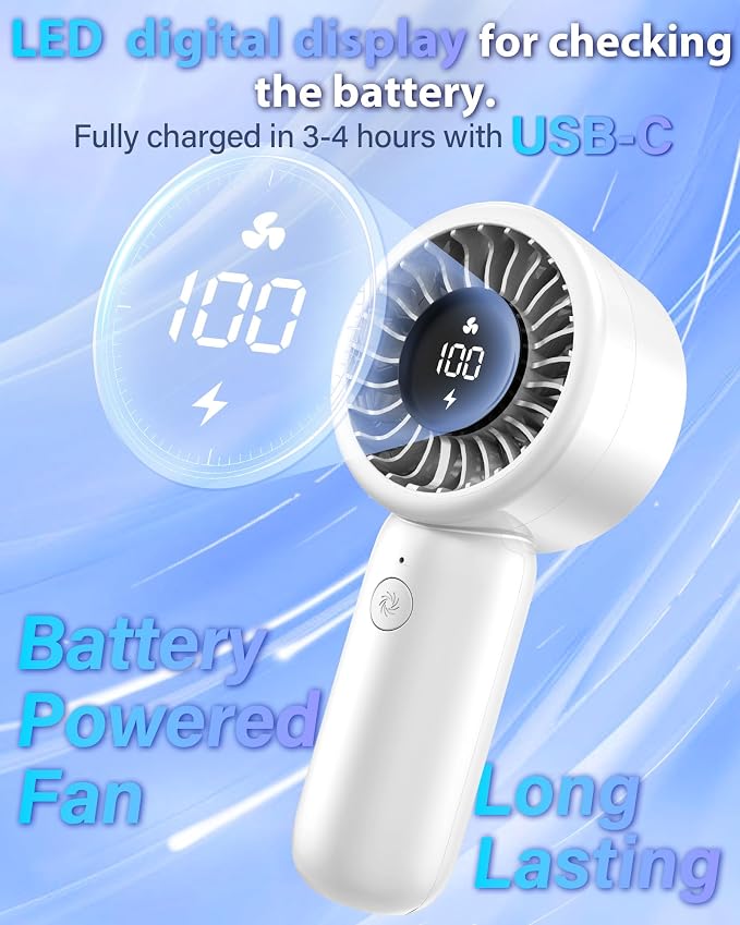 Portable Handheld Fan Personal Small Turbo Hand Fan Powerful, USB Rechargeable - Image 4