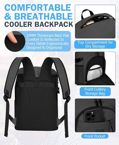 Cooler Backpack, 22L Waterproof Soft Backpack Coolers Leak Proof Beach Backpack - Image 5