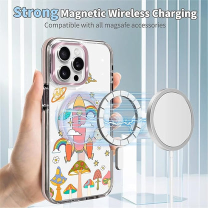 Case for iPhone 13 Pro Max, Spaceship Mushroom Phone Case Design，for Women - Image 4