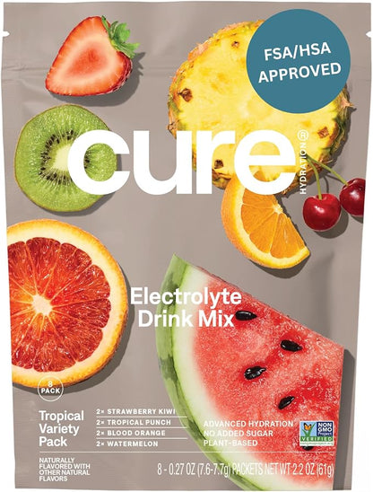 Cure Hydration | Plant-Based Electrolyte Drink Mix | No Added Sugar | FSA-HSA | by CureHydration