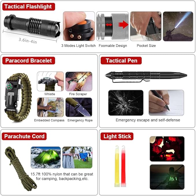 Survival Kit, Emergency Kit for Earthquake, Outdoor Adventure, Gifts for Men - Image 6