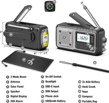 Emergency Weather Radio 5000mAh - Image 3