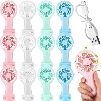 Woanger 12 Pcs Mini Handheld Fan Bulk 3 Speed USB Electric Battery Operated by Woanger