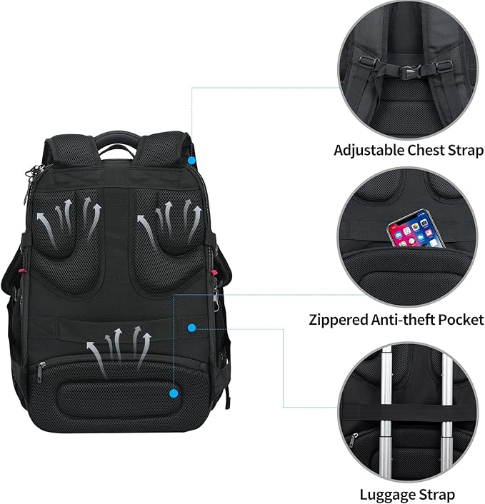 KROSER Friendly Travel Laptop Backpack 17.3 inch XXXL Gaming Backpack - Image 5