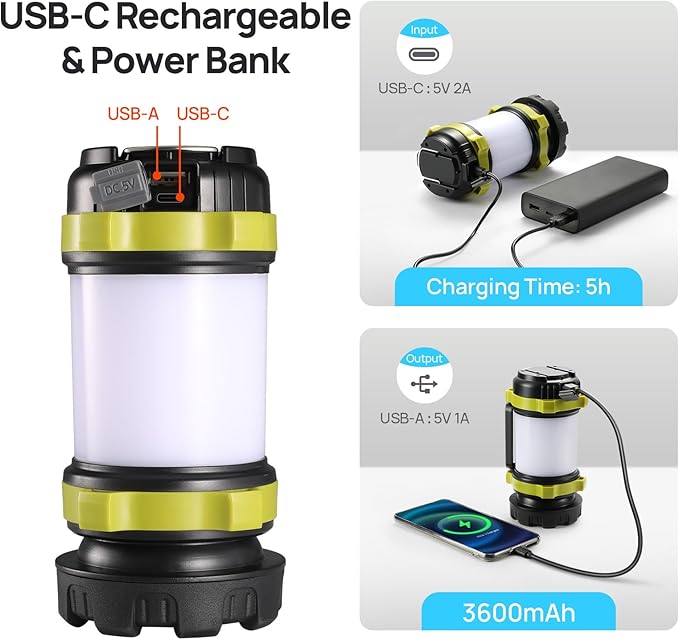 LED Camping Lantern Flashlight Rechargeable, Consciot Portable Torch - Image 4
