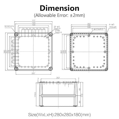 LeMotech Waterproof Dustproof IP67 Junction Box DIY Case Enclosure Gray 11 x 11 - Image 6
