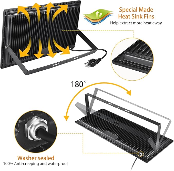 YANYCN 500W LED Flood Light Outdoor, 2750W Equivalent Super Bright FloodLight - Image 5