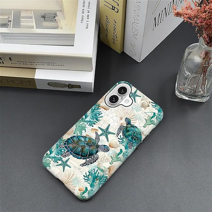 for iPhone 16 Case, HH2 Ocean Sea Turtle Nautical Map Hybrid 2 Layer Hard Shell - Image 5