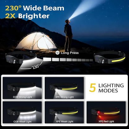 LHKNL Rechargeable Headlamp 2Pcs- 230° Wide Beam Led Head Lamp - Image 2