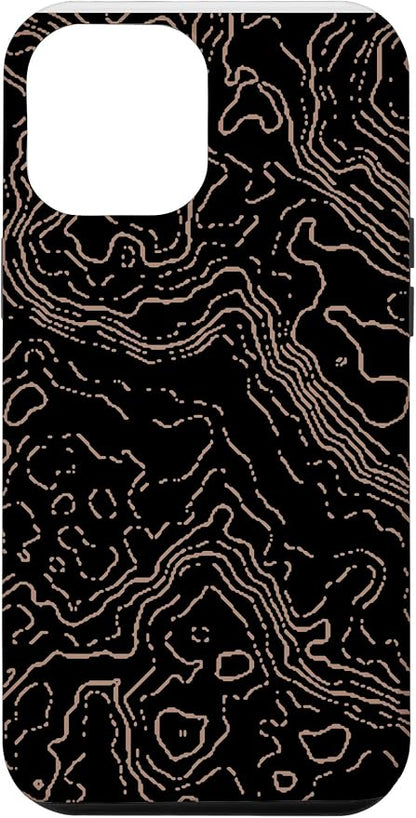 Topography Black & Brown Abstract Pattern Topographic Map Case by Unknown