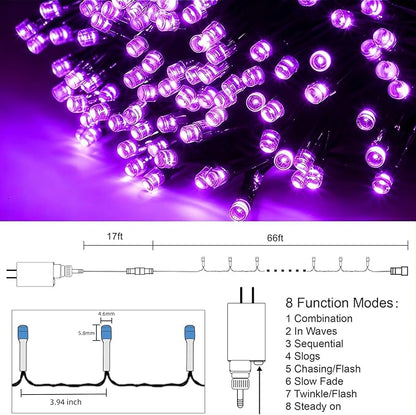 HOME LIGHTING 66ft Halloween Decorative Mini Lights, 200 LED Green Wire Fairy - Image 4