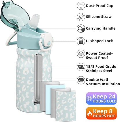BJPKPK Water Bottle with Straw 14oz Insulated Water Bottles Reusable Stainless - Image 2