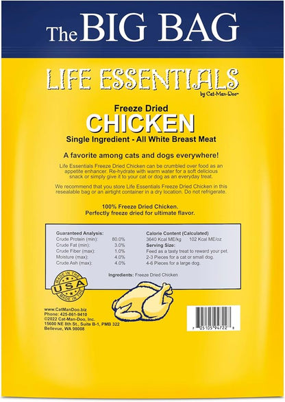 Life Essentials by Cat-Man-Doo | Chicken - 16oz. Bag | Freeze Dried Chicken Cat - Image 2