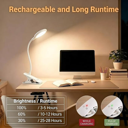 Reading Light, 28 LEDs Rechargeable Clip on Lamp, 3 Color x 3 Brightness Clip - Image 4