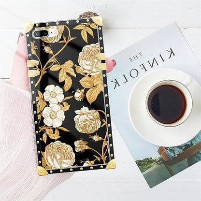 Compatible with iPhone 8 Plus 7 Plus Case, Blooming Rose Golden Flower Luxury - Image 7