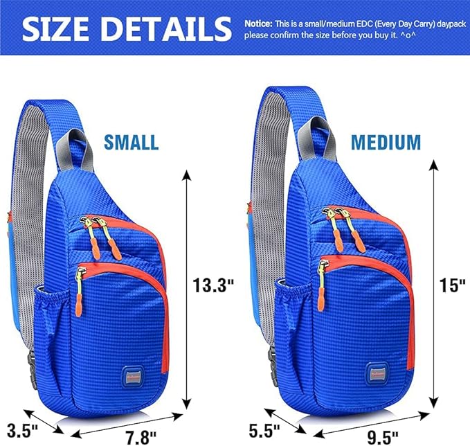 Peicees Small Sling Backpack Waterproof Unisex Shoulder Bag Chest Crossbody - Image 7