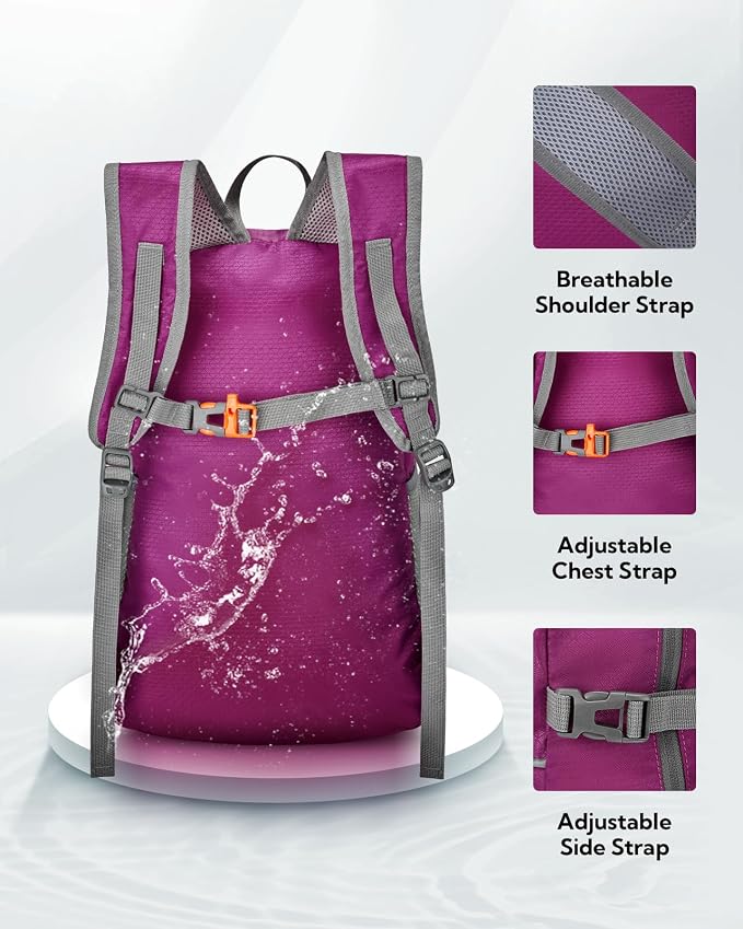 WATERFLY Hiking Packable Daypack Backpack: 25L Ultra Lightweight Day Pack - Image 4