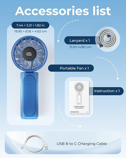 Handheld Fan, Portable Fan, 4000mAh Rechargeable Personal Fan, 180° Foldable - Image 8