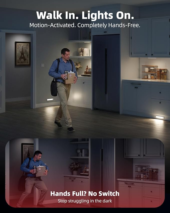 8inch Under Cabinet Lighting Wireless, LED Closet Lights USB Charging, 3 Color - Image 6