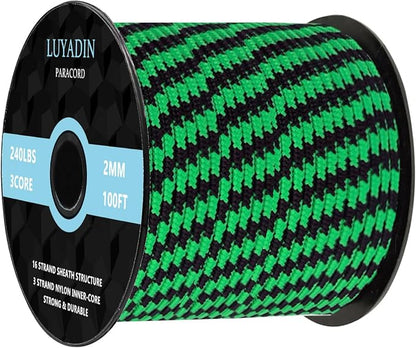 Paracord 240lb - Diameter 2mm Micro Utility Cord -3 Strand Parachute Spool Cord by LUYADIN