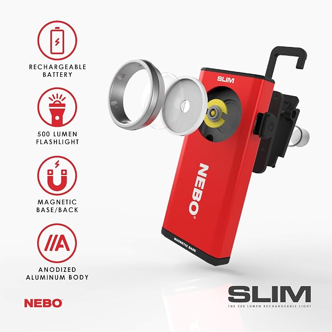NEBO Slim Pocket Flashlight | 500 Lumens, Rechargeable Mini EDC Work Light - Image 2