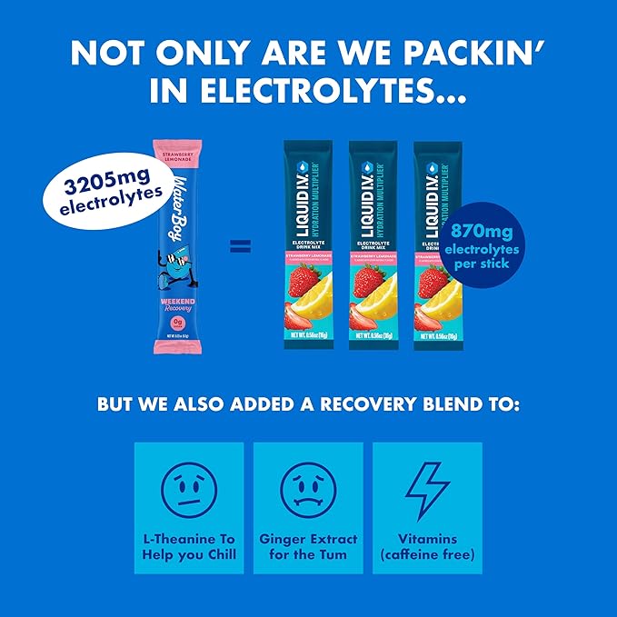 Waterboy Weekend Recovery Variety | 3, 200mg Electrolyte Powder Packets | - Image 3
