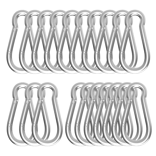 Carabiner, Heavy Duty Galvanized Steel Spring Snap Hook Carabiner Clips by High-PQ