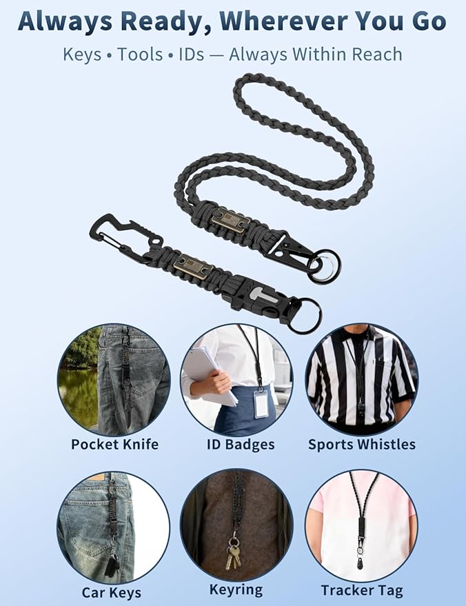 DDOUT Heavy Duty Paracord Lanyard 550 Paracord Braided Keychain - Image 5
