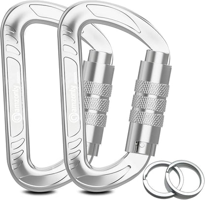 3inch Auto Locking Carabiner Clips Heavy Duty, 12KN /2697lbs Lightweight by AMZONLYLORSUM