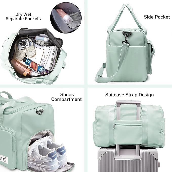 Suruid Travel Duffel Bag with Shoes Compartment Sports Gym Bag with Dry Wet - Image 3